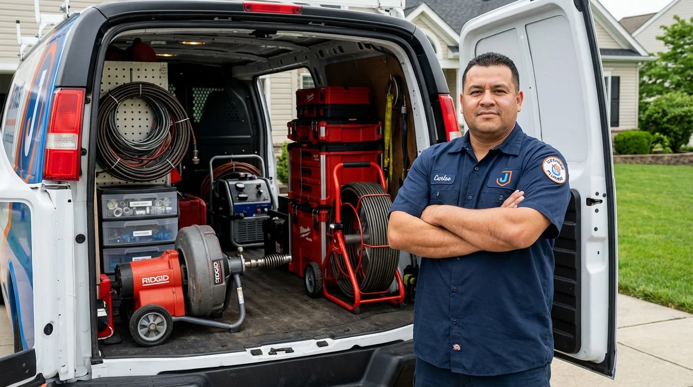 Professional drain cleaning equipment and Johns Plumbing LLC plumber in Delano
