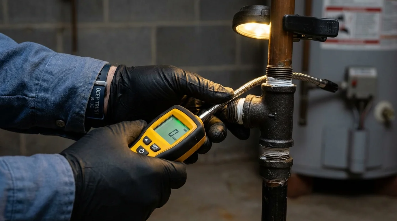 Gas leak detection with electronic sniffer by Johns Plumbing LLC in Delano